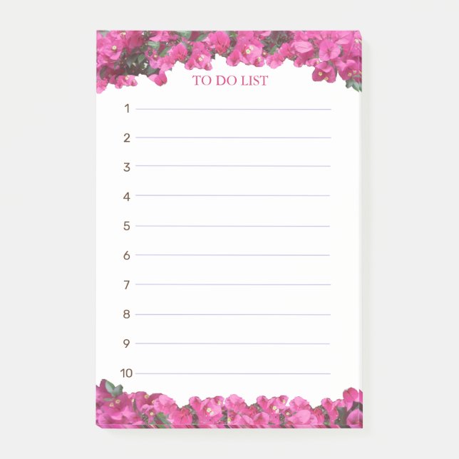 Gold Rose Tropical Flowers on White To Do List Post-it Notes (Front)