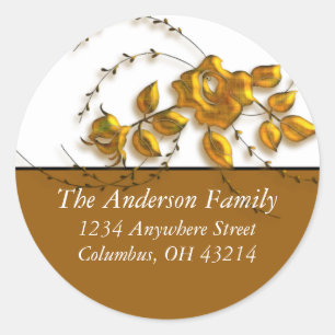 Gold Rose Vine Design - Return Address Labels