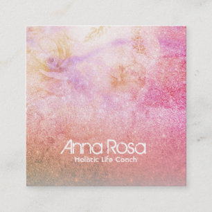 *~* Gold Rose Watercolor Floral Glitter Lavender Square Business Card