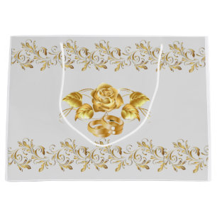 Gold Rose Wedding Large Gift Bag
