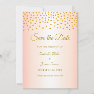 Gold Rose Wedding Save the Date Invitation