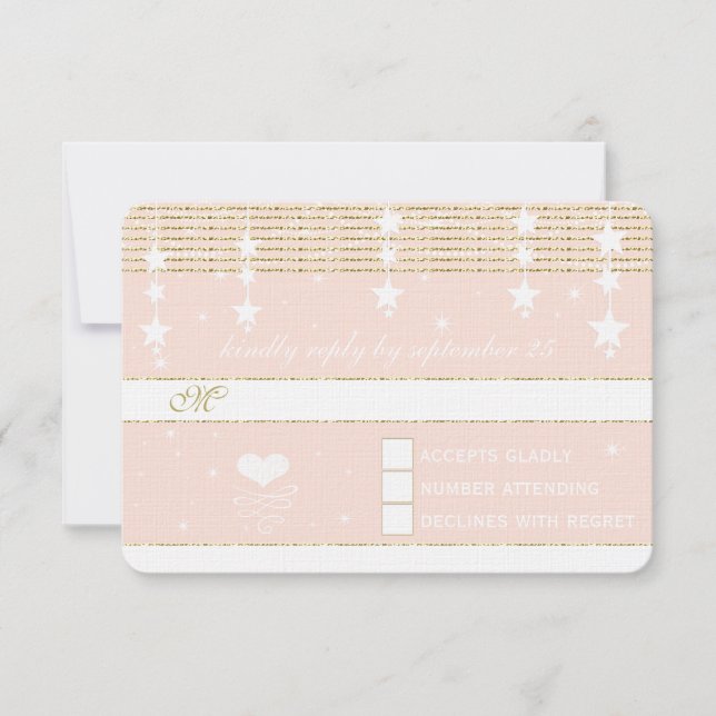 Gold Rose Wedding Under the Stars RSVP (Front)