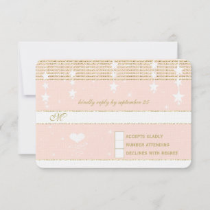 Gold Rose Wedding Under the Stars RSVP Card