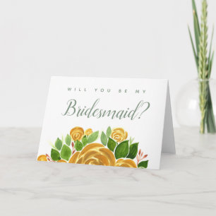 Gold Rose Will You Be My Bridesmaid Invitation