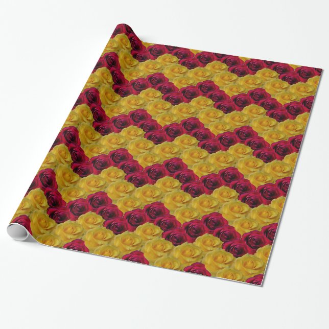 Gold Rose Wrapping Paper Romantic Rose Paper (Unrolled)