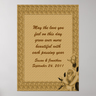 Gold Rosebuds Floral Customizable Wedding Poster