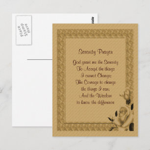 Gold Rosebuds Serenity Prayer Postcard