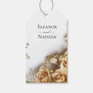 Gold Roses and pearls Spring Summer Wedding Gift Tags