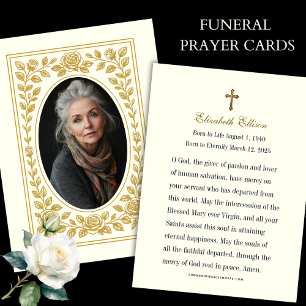 Gold Roses Catholic Funeral Prayer Memorial 