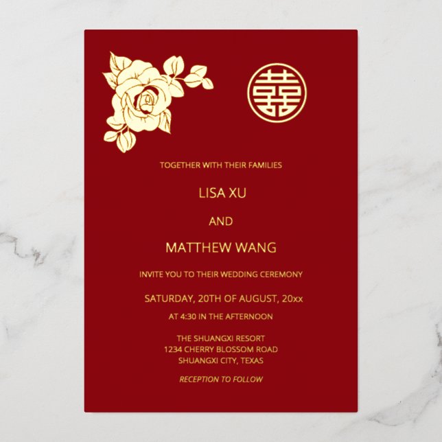 Gold Roses Chinese Wedding (Front)