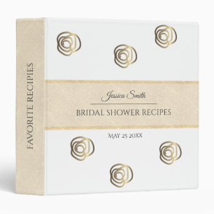 Gold roses elegant bridal shower recipe binder