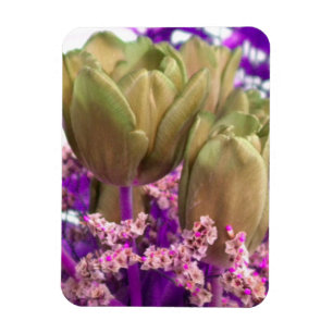 Gold Roses W/Purple N Pink Fridge Magnet