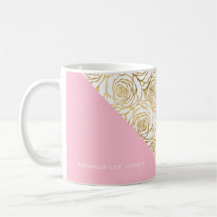 Gold Roses with Pink Coffee Mug