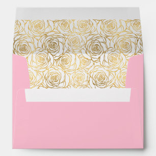 Gold Roses with Pink Envelopes