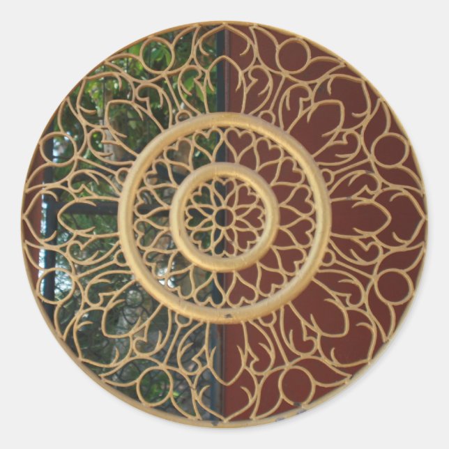 gold round delicacy classic round sticker (Front)