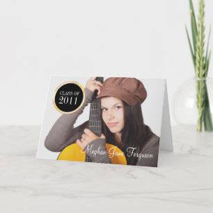 Gold round seal 3 photos class year graduation announcement