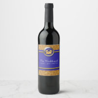 Gold & Royal Blue Crown Elegant Custom Wine Labels