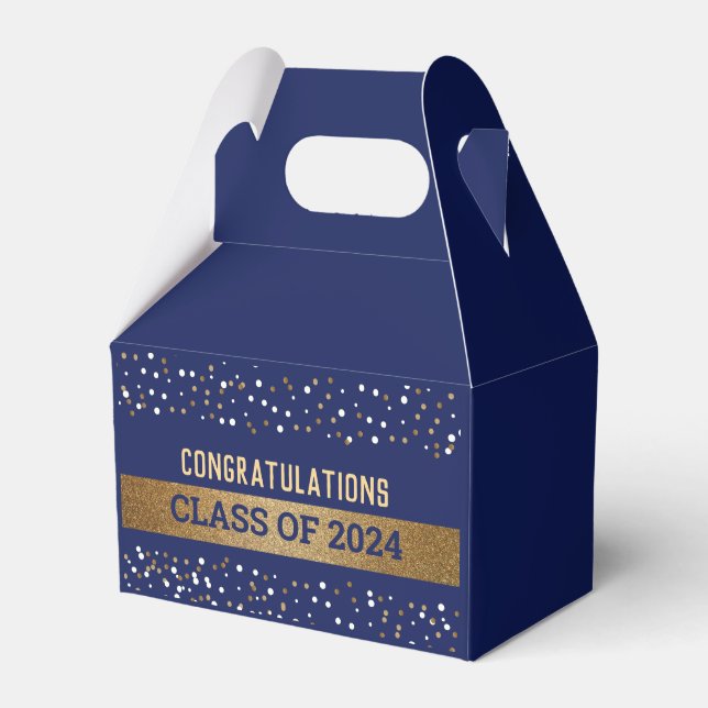 Gold Royal blue Graduate Class of 2024 Favor Box (Front Side)