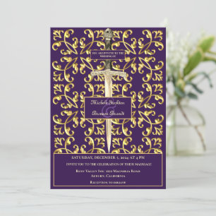 Gold & Royal Purple Faire-part de mariage