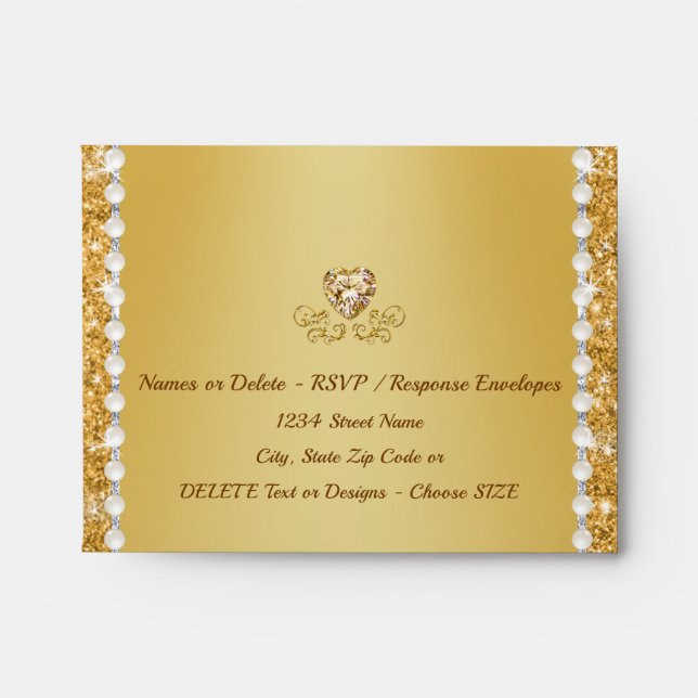 Gold RSVP Envelopes, Gold A2 or Choose Other Sizes Envelope (Front)