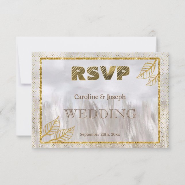 Gold RSVP Glitter Countryside Wedding (Front)
