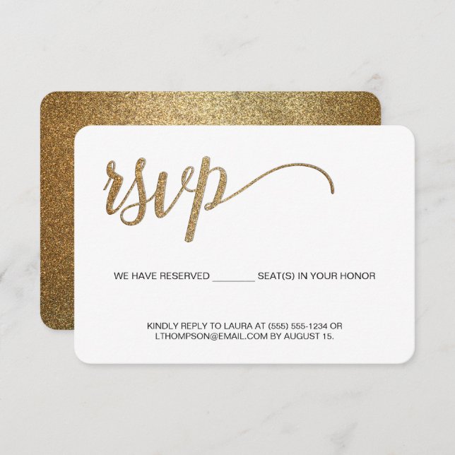 Gold RSVP Script sans envoi Siège réservé (Devant / Derrière)
