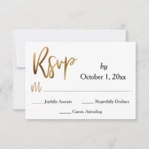 Gold RSVP Typography, Bokeh and Black Back