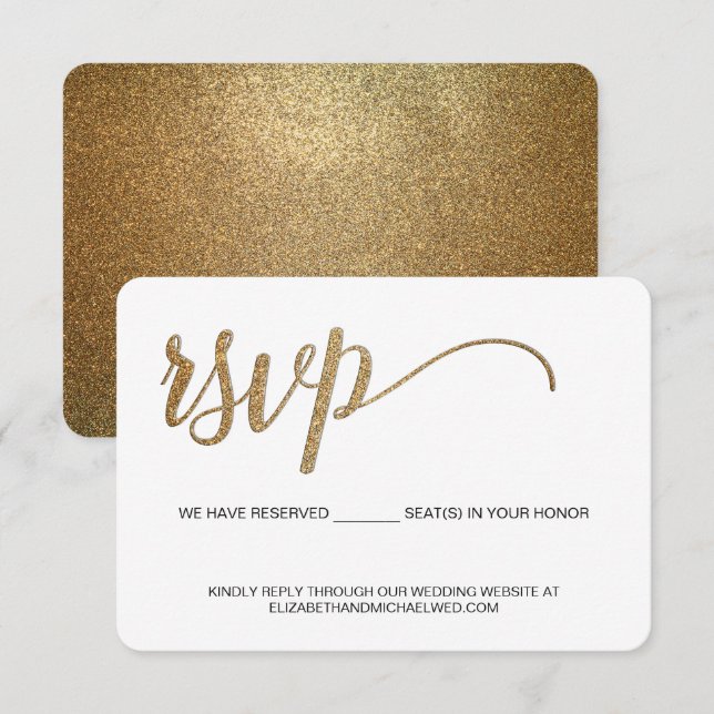Gold RSVP without mailing Reserved Seat Wedding (Front/Back)