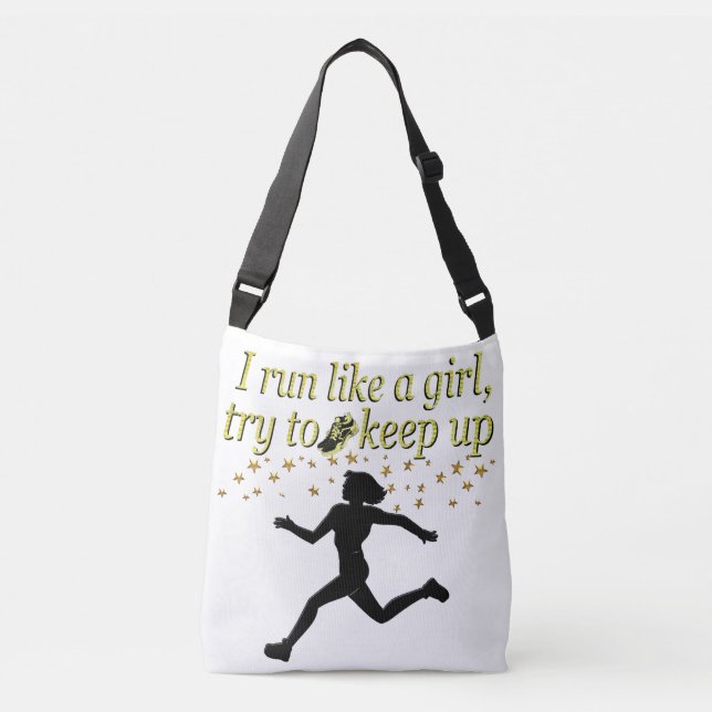 GOLD RUN LIKE A CHAMPION TRACK AND FIELD DESIGN CROSSBODY BAG (Front)