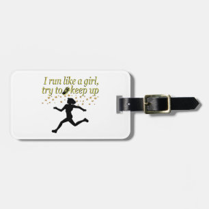 GOLD RUN LIKE A CHAMPION TRACK AND FIELD DESIGN LUGGAGE TAG