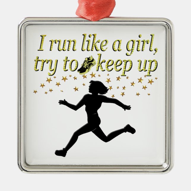 GOLD RUN LIKE A CHAMPION TRACK AND FIELD DESIGN METAL ORNAMENT (Front)