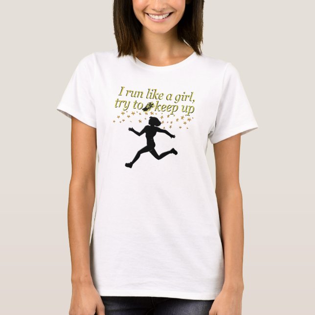 GOLD RUN LIKE A CHAMPION TRACK AND FIELD DESIGN T-Shirt (Front)