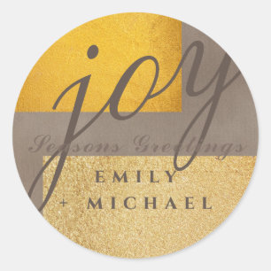 Gold Rush by LeahG Festive Modern Script Holidays Classic Round Sticker