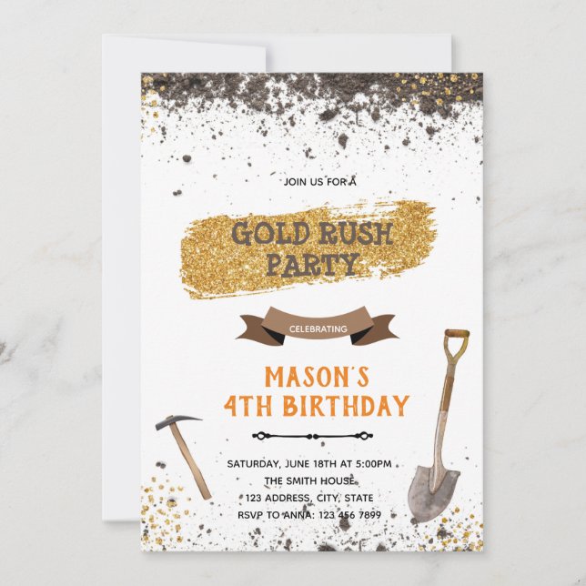 Gold rush party theme invitation (Front)