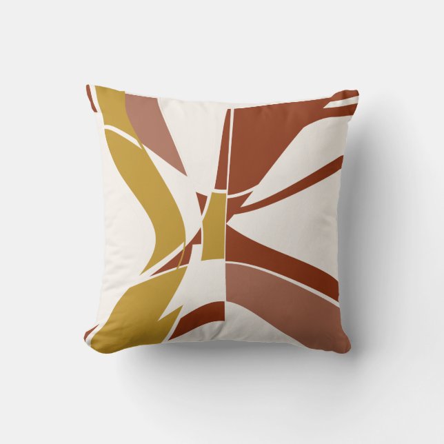 Gold Rust Beige Mauve White Modern Art Abstract Throw Pillow (Front)