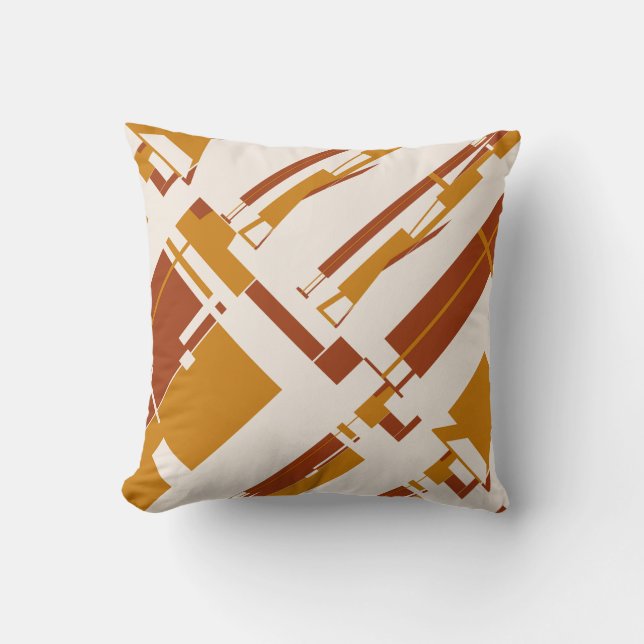 Gold Rust Beige Southwest Look Diagonal Abstract Throw Pillow (Front)