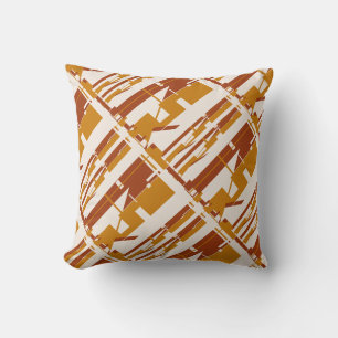 Gold Rust Beige Southwest Look Slanted Large Tiles Throw Pillow