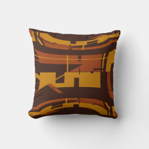 Gold Rust on Brown Concave Southwest Look Design Throw Pillow