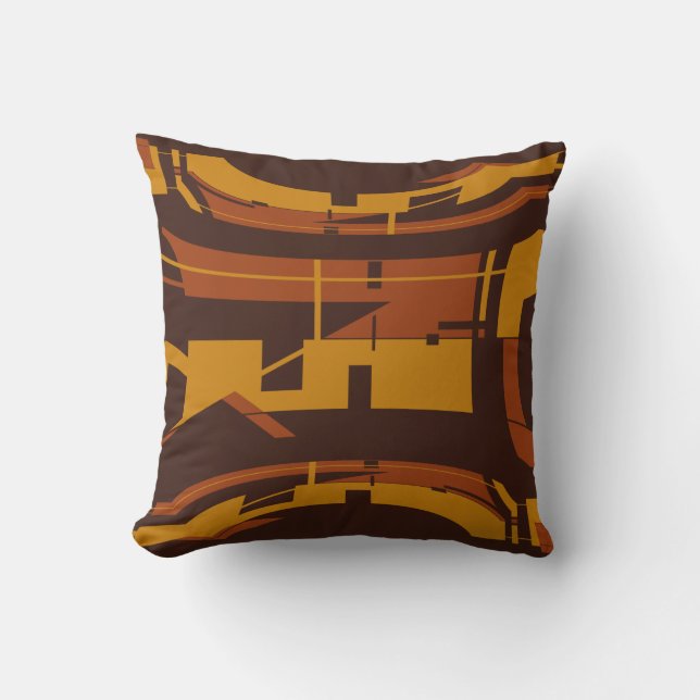 Gold Rust on Brown Concave Southwest Look Design Throw Pillow (Front)
