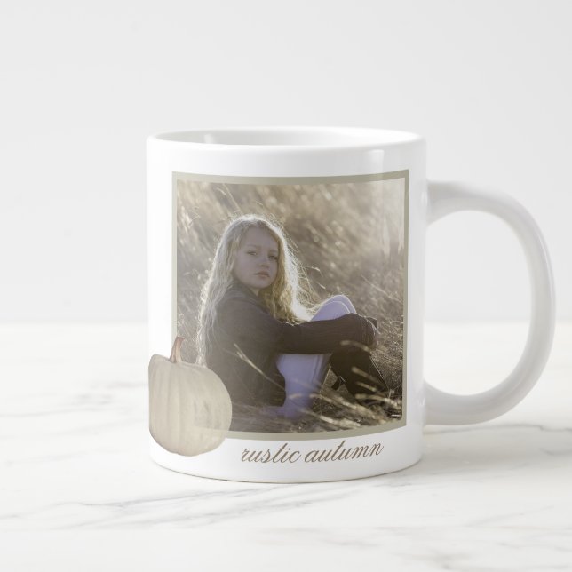 Gold Rustic Autumn Photo  Large Coffee Mug (Right)