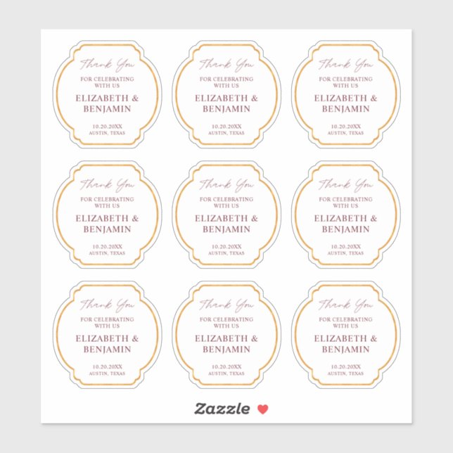 Gold Rustic Boho Chic Wildflower Wedding Thank You (Sheet)