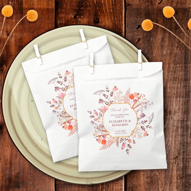 Gold Rustic Boho Chic Wildflower Wedding Thank You Favour Bag (Creator Uploaded)