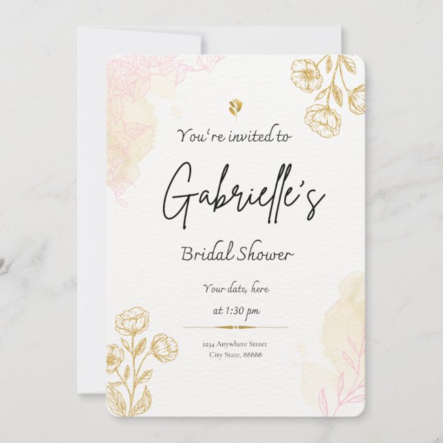 Gold rustic Bridal shower invitation (Front)