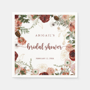 Gold Rustic Colourful Floral Bridal Shower Napkin