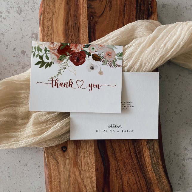 Gold Rustic Colourful Floral Flat Wedding  Thank You Card (Creator Uploaded)