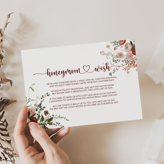 Gold Rustic Colourful Floral Honeymoon Wish  Enclosure Card (Creator Uploaded)