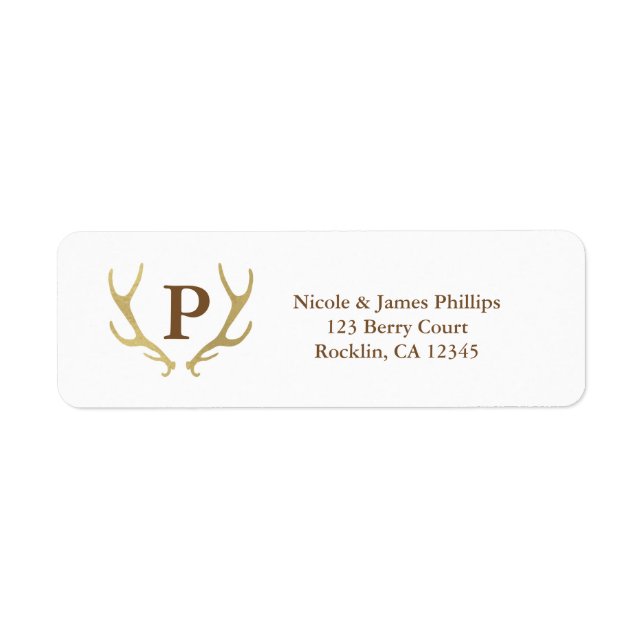 Gold Rustic Deer Antlers Woodsy Invitation (Devant)