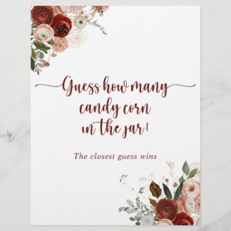 Gold Rustic Floral Guess How Many Game Card