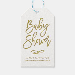 Gold Rustic Hand Lettering Baby Shower Party Favou Gift Tags