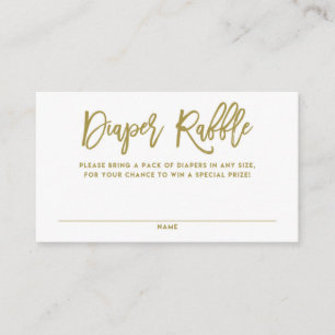 Gold Rustic Hand Lettering Diaper Raffle Card